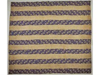 Roman Bar Glazed Chintz 1850-60 Handmade Quilt