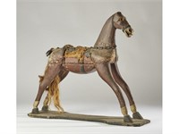 Old Carved 34 inch Wooden 19C Riding Horse Toy