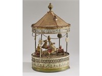 Old 19C Tin Lithographed Musical 15inch Carousel