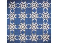 Indigo Blue & White 19C Eight Sided Star Quilt