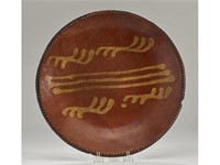 Redware 18C Pottery Slip Decorated Plate