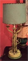 A FAUX BAMBOO METAL TABLE LAMP
