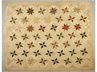 Signed Fancy Silk 19C Multi Star Handmade Quilt