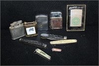 Collection of 5 Vintage Lighters, 5 Pen Knives