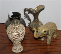 "Ivory Dynasty" Carved Vase, Metal Asian