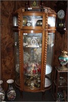 Nice Oak Curved Front Curio Cabinet with