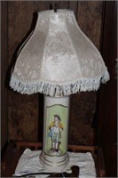 Colonial Figure Lamp with Elegant Fringed