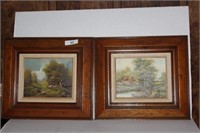 Farm House Paintings on Board (lot of 2)