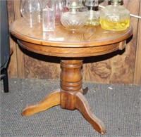 Round Wooden Accent Table with Pedestal