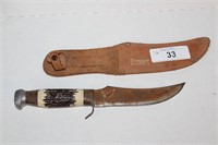 Globemaster Bone Handle Knife in Leather