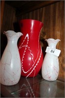 Art Glass Vases (lot of 3) includes large Red