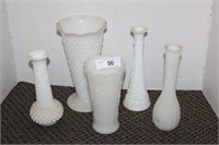 Milk Glass Vases (lot of 5)
