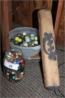 Selection of Marbles & Wooden Box with