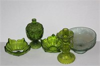 Vintage Green Glassware (5 pieces)