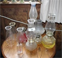 Selection of Vintage Glass Oil Lamps &