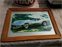 Wood framed Stingray Corvette photograph