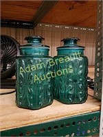 Two large Blue Glass canisters