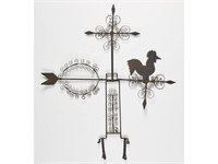 Old Hand Forged Wrought Iron Rooster Weathervane