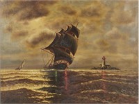 Richard De Ribcowsky (Am.1880-1936) Ship Painting