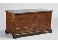 Two Drawer Walnut 19C Chippendale Blanket Chest