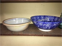 Blue sponge ware  and crock bowls