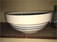 Large blue band crock bowl