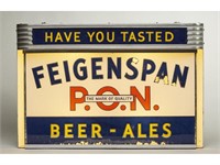 Feigenspan Beer 1930s Lit Metal Advertising Sign