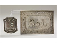 Historic 19C B & L Railroad Buckle N.Y.F.D. Badge