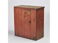 Red Painted 19C One Door Country Pine Cupboard