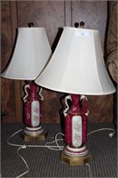 Pair Vintage Porcelain Lamp with Shade