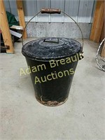 Vintage galvanized ash bucket