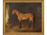 J. H. Wright  - Buckskin 1869 Horse Oil Painting