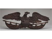 Carved 19C Pine Eagle and Shield Folk Art Carving