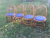 4 antique oak bent back chairs