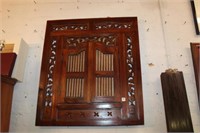 Carved Mahg. Panel w/ swinging Doors