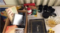 Lot of vintage items including cash box and