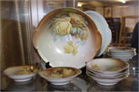 7pc Berry Set handpainted yellow Rose Sevres
