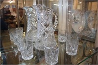 Cut Glass Crystal Pitcher w/ 6 glasses