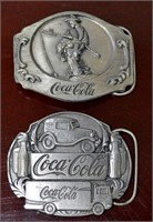 2 Pewter Coca Cola Belt Buckles