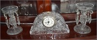 Crystal Candle Holders & Pinwheel Mantel Clock