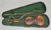 Wood Violin Case & Violin with Bow