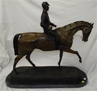 P. J. Mene Bronze Sculpture Of Horse & Jockey