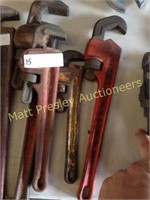 LOT OF THREE PIPE WRENCHES