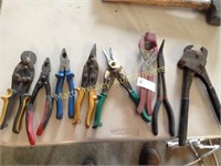 LOT OF WIRE CLIPPERS AND TOOLS