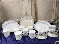 Large Lot Vintage Corning Ware Plates & Mugs
