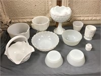 Mixed Lot of Vintage Milk Glass