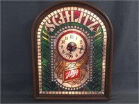1977 Schlitz Beer Lighted Stained Glass Look Clock