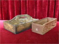 2 Vintage Wood Trays / Boxes