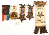 G.A.R. CIVIL WAR MEDAL AND RIBBON LOT OF 7