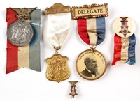 G.A.R. CIVIL WAR RIBBON AND MEDAL LOT OF 5